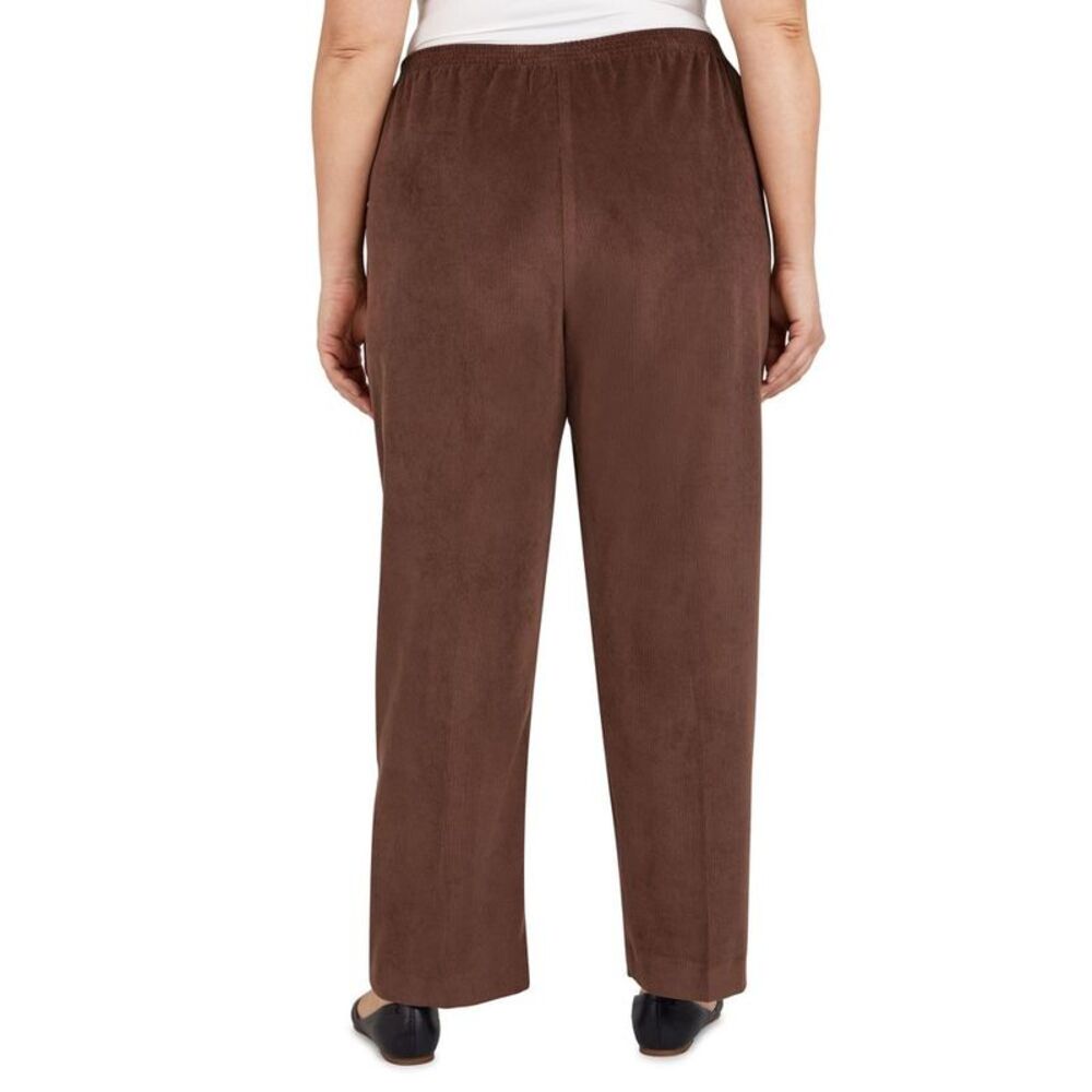 Plus Women's Classic Corduroy Elastic Waist Short Length Pant Size 18W Brown - Picture 2 of 4